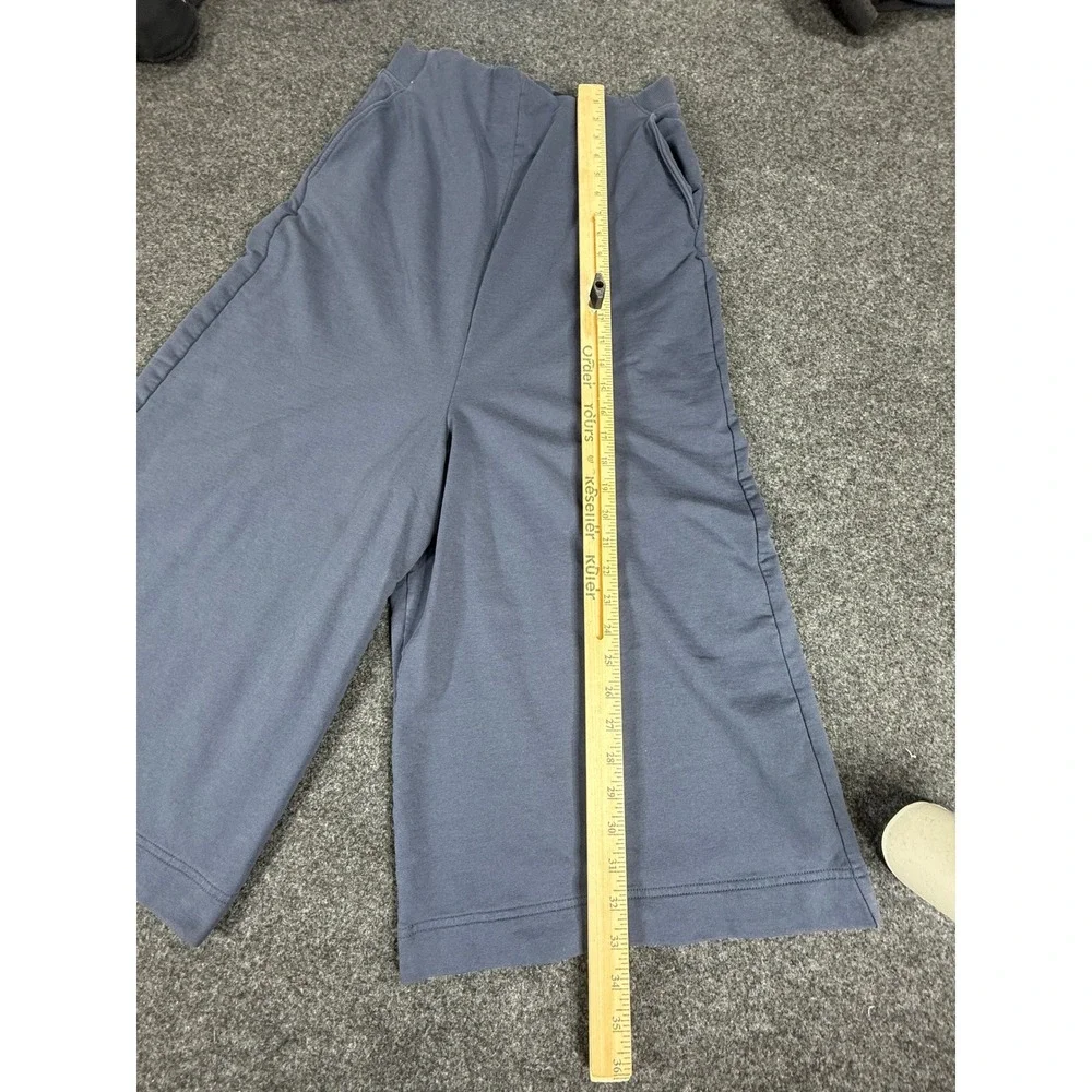 COS Cropped Pants Womens Small Blue Wide Leg Jersey Knit High Rise